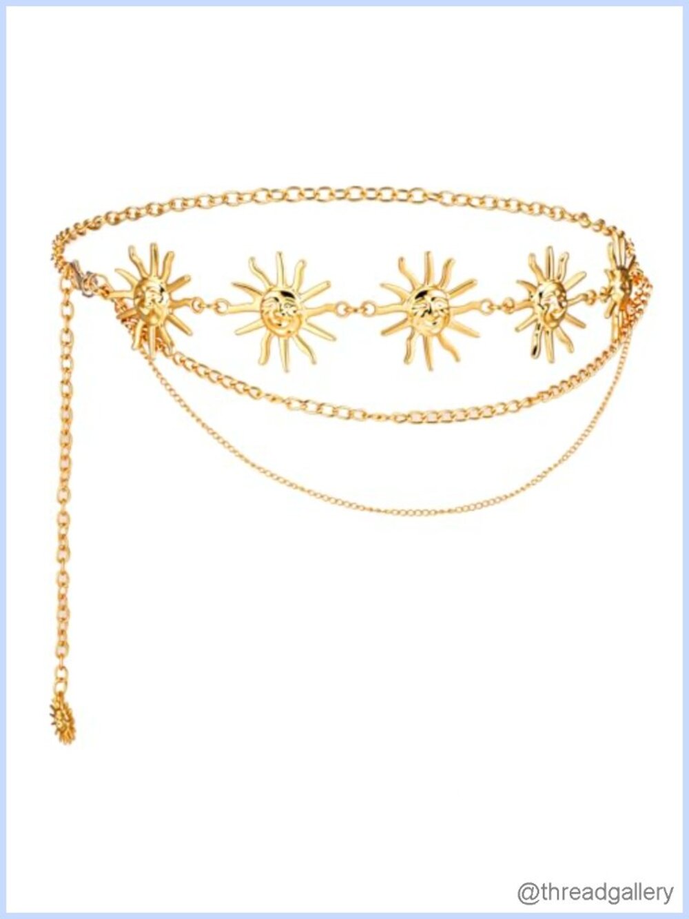 Multilayer Metal Waist Chain Belt Sun Charm Adjustable Size
